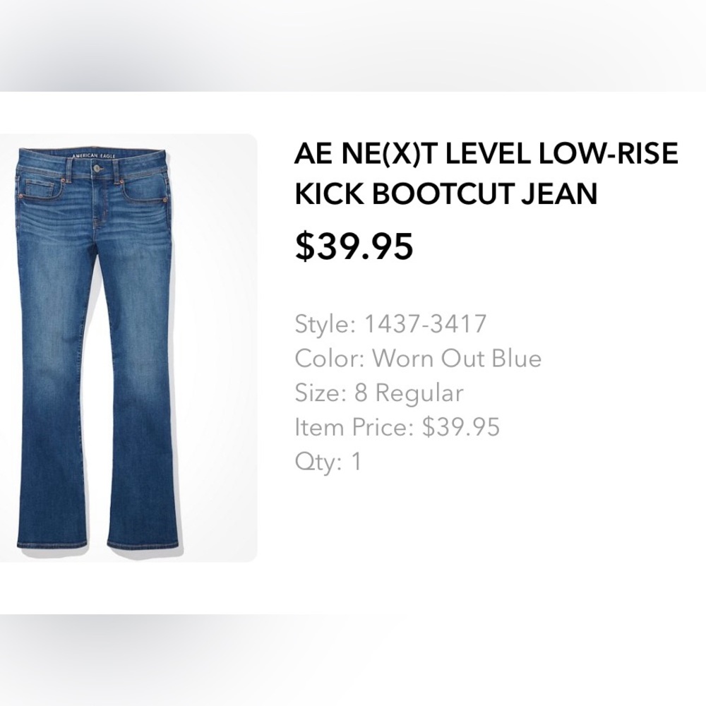 Women’s American eagle next level low rise bootcut jeans